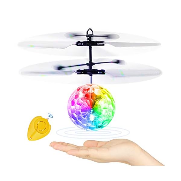 Betheaces Flying Ball, Kids Toys RC Flying Hover Disco Ball Toy Helicopter Drone Infrared Induction with Built-in Flashing LED Light Gifts for Boys Girls Teenagers Indoor and Outdoor Handheld Games