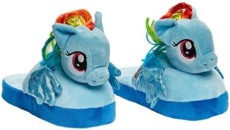 Stompeez Animated My Little Pony Plush Slippers - Ultra Soft and Fuzzy Rainbow Dash Character - Wings Flap as You Walk