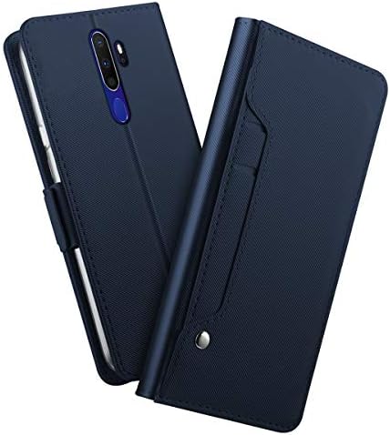 Compatible with Oppo A9 (2020) Case, Slim Wallet Case Heavy Duty Shockproof Protective Cover with Card Slots Magnetic Flip Case for Oppo A9 (2020)（Blue）