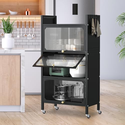 4 Tier Kitchen Storage Kitchen Bakers Rack with Flip Door for