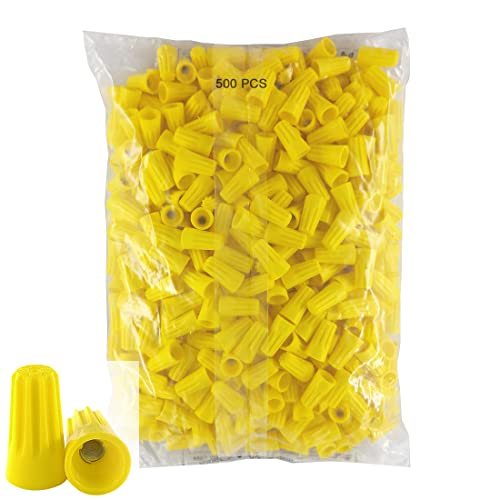 HS Yellow Electrical Wire End Connectors Ribbed Caps Bulk 500 Pack