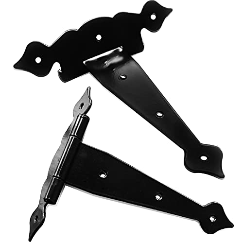 ELISNOW 4Pack Gate Hinges Heavy Duty, 8Inch Decorative Tee Hinge Black