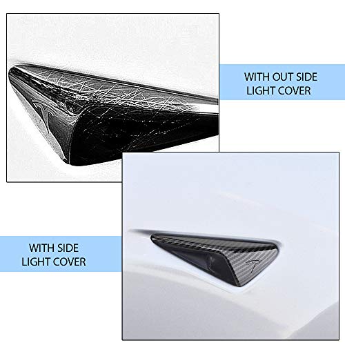 CoolKo Car Front Side Signal Turn Lamp Cover Trim Exterior Decoration Compatible with Model X, S, 3 [ 2 Pieces - Carbon Fiber Pattern ] - Thumbnail 7