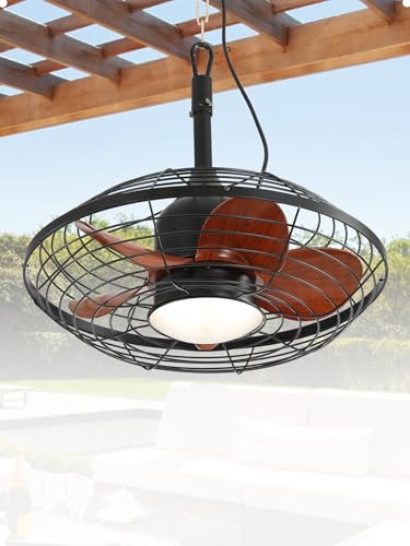 Sofucor IP65 Waterproof Ceiling Fan with LED Light, 3CCT, Remote Control, 6 Speed, Timer, Silent Ceiling Fan Lamp, 51 cm for Outdoors, Living Room