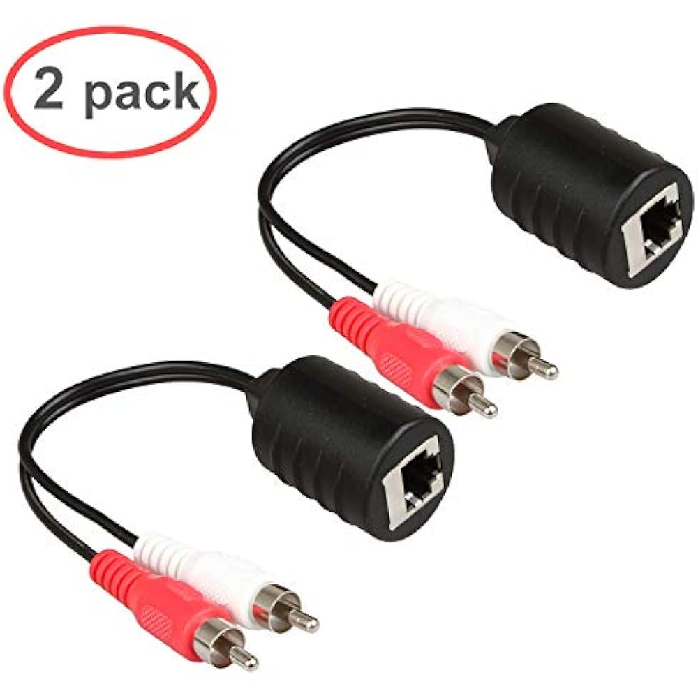 2Pack Stereo RCA Audio Extender Over Cat5 (2X RJ45 Female) Electronics