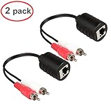 LINESO 2Pack Stereo RCA to Stereo RCA Audio Extender Over Cat5 (2X RCA to RJ45 Female)