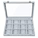 STYLIFING Jewelry Organizer Tray 12 Grids, Velvet Jewelry Tray with Clear Lid Jewelry Display Case Gifts for Women