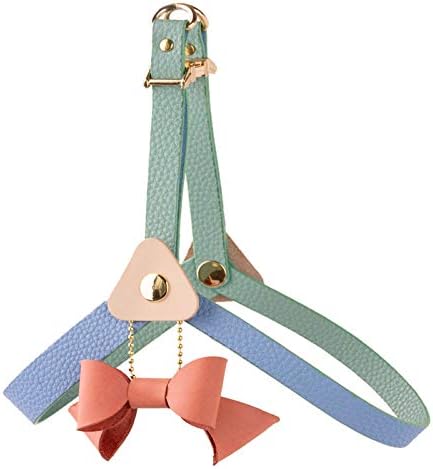 Soulitge Leather Dog Harness Handcraft with Girls Bow Pendant for Small Dogs Cats Pets Chihuahua Poodle Shihtzu Pug Maltese Papillon Bichon Frise Pomeranian , Mint _XS