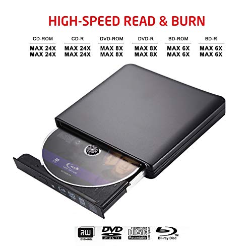 Guamar External Blue-Ray Drive,USB 3.0 Blu-Ray CD/DVD Burner/Writer with 3D Blu-ray Disc Playback for Mac/MacBook Pro/Air/iMac/Windows 10(with User Manual) (Renewed)