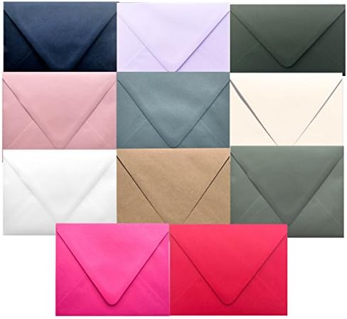 Assorted Multi Color Contour Euro Flap 33 Boxed A7-70lb Envelopes (5-1/4 x 7-1/4) for 5 x 7 Invitations Announcements Weddings Showers Communions Confirmations by The Envelope Gallery