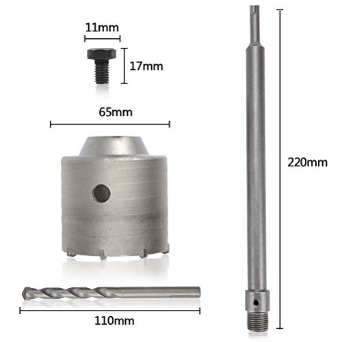 QLOUNI 65mm SDS Plus Shank Hole Saw Cutter Concrete Cement Stone Wall