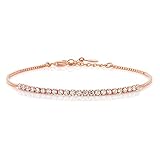 1.36 Carat Cubic Zirconia CZ Rose Gold Color Sterling Silver Bracelet 7