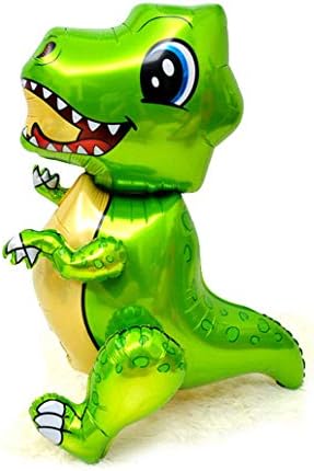 Wenosda Inflatable Dinosaur Balloon 3D Dino Airballoon Dragon Model Helium Aluminum Film Balloon for Cartoon Theme Festival Birthday Party Decor Decoration (green tyrannosaurus)
