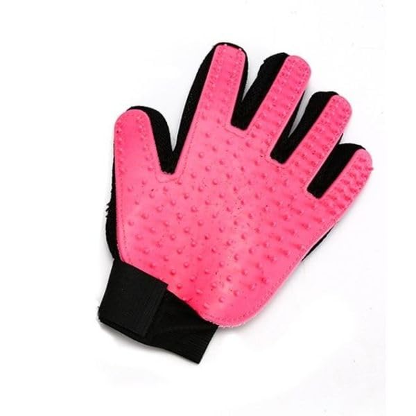 Pet Grooming Glove, Pets Brush De-Shedding Fur Removal, Gentle Massage Hand Gloves, Efficient Pet Hair Remover, Grooming Mitt for Dogs, Cats, Rabbits & Horses with Long/Short/Curly Hair (Pink)