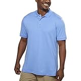 Kirkland Signature Men's Egyptian Cotton Short Sleeve Polo Shirt, Blue, Medium