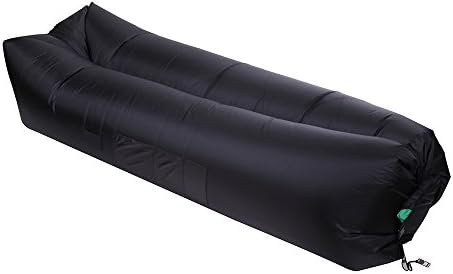 Inflatable Air Lounger Portable Self Inflating Sofa Chair, Waterproof Ripstop Lounge for Chillout Camping and Hiking, Beach Pools Travel, Outdoor Indoor Lazy Bag , Inflate Anywhere (Black)
