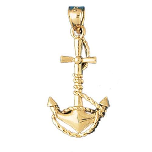 14K GOLD NAUTICAL CHARM, PENDANT ANCHOR Handmade