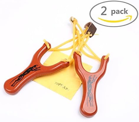 POPLAY Rosewood Sling Shot Toys Slingshot Bow Catapult,2 Pack