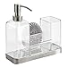 InterDesign Forma Kitchen Caddy with Soap Dispenser Pump & Scrubby - Clear/Brushed Stainless Steel