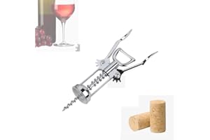Premium Zinc Alloy Wing Corkscrew - Multifunctional Wine Bottle Opener for Corks and Caps, Upgrade Design