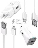 Samsung Galaxy S6 / Galaxy S7 / S7 Edge / Note 5 / Fast Charger {Wall Charger + Car Charger + 2 Cables} True Digital Adaptive Fast Charging uses dual voltages for UP to 50% FASTER CHARGING! by BOXGEAR