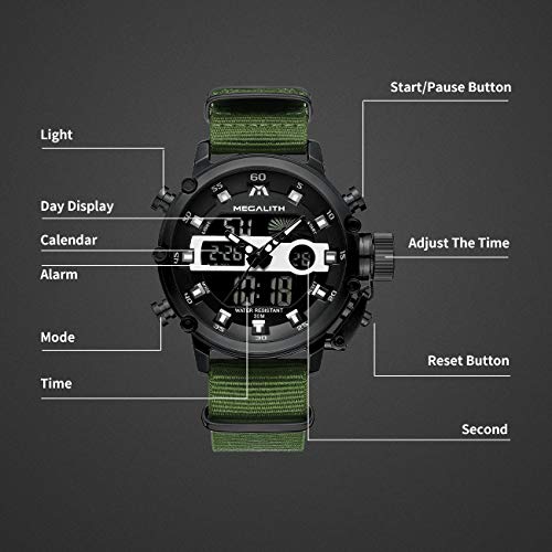 MEGALITH Mens Watches with Nylon Waterproof Digital Military Sport