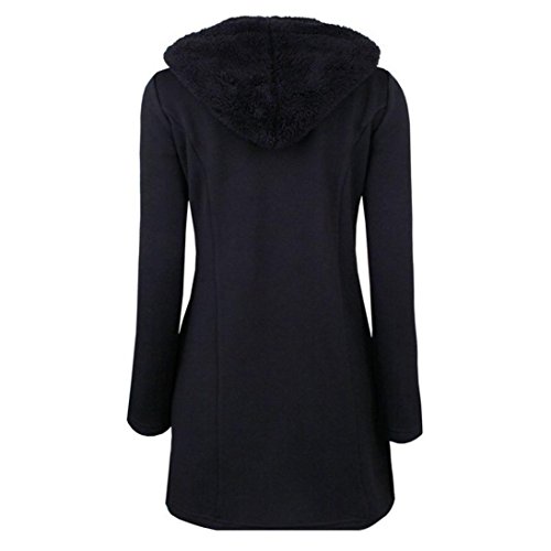 BSGSH Women Pea Coat, Women's Classic Single Breasted Winter Warm Overcoat Jacket (Black, S)
