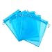 Anleolife 100pcs Blue Sheer Organza Bags 3x4 inch Wedding Party Favor Bags Drawstring Gift Bag Jewelry Candy Sample Organizer Craft Show Business Shopping Bags(Blue)