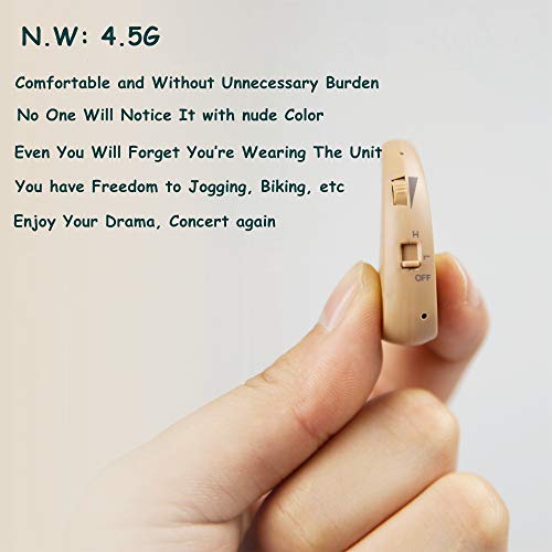 LAIWEN Digital Hearing Amplifier BTE Rechargeable RIC Sound Voice Amplifier with Volume Control, Noise Reduction Feedback Cancelling, for Adults and Seniors, Fit to Either Ear