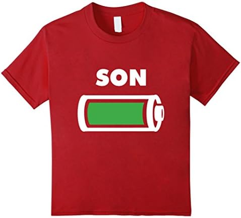 Kids Son Full Battery shirt- Dad Mom Son matching outfits 4 8 Cranberry