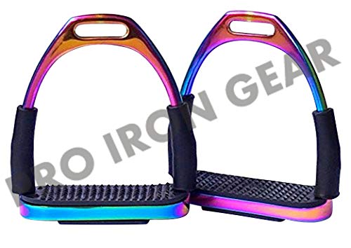 Rainbow Multi Color Flexi Safety Stirrups Horse Riding Bendy Irons Steel (5 INCH)