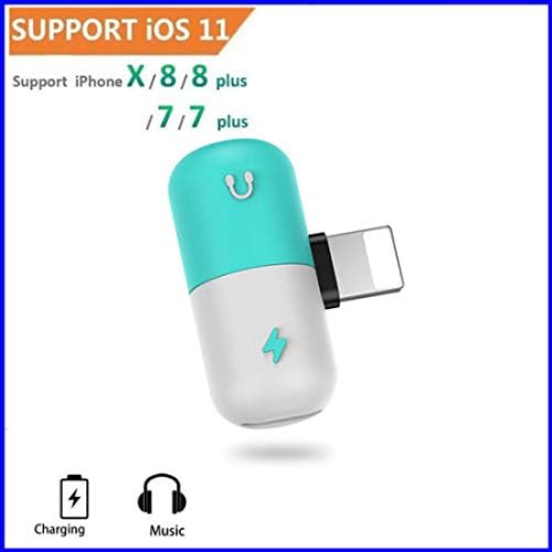 2 in 1 Jack Charger Charging Adapter Splitter Headphone Adapter (Blue)