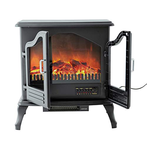 FLAME&SHADE Electric Wood Stove Fireplace Heater - Freestanding - Height 25in