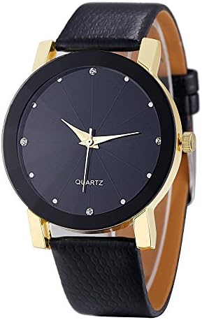 Absolutemy〔☀ㄥ☀〕Casual Men's Essentials Fashion Round Stainless Steel Case Black Artificial Leather Watch