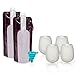 Silicone Wine Glass Set - 4pcs 12oz Silicone Wine Glass Cup + Funnel + 2pcs Foldable Wine Plastic Bottle - Portable rubber Unbreakable Shatterproof Reusable for Travel Outdoors Picnic Camping By Sully