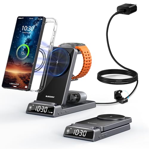 Wireless Charger for Samsung, Magnetic Charging Station mag Safe 3 in 1 for Samsung Galaxy Z Fold/Flip 7/S26 Ultra/S25, Foldable Charger for Galaxy Watch Ultra/8/7/6, Galaxy Buds 4/4 Pro
