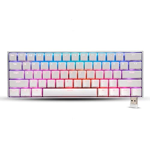 (Renewed) Zebronics ZEB-MAX NINJA 61 keys wireless mechanical keyboard with 3 Bluetooth connections, 2.4GHz Nano receiver, Type C wired mode, RGB backlit, built-in rechargeable battery and N-key rollover(White)
