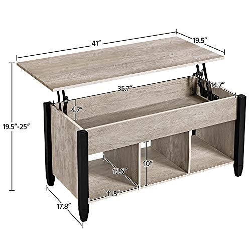Yaheetech Gray Coffee Table, Lift Top Coffee Table with Hidden