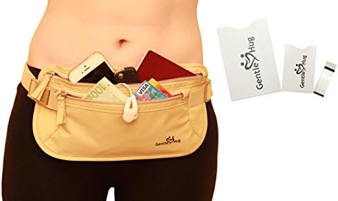 Gentle Hug Money Belt - Hidden Travel Pouch with 100% RFID Blocking Hidden Waist Stash Security Money Belt 1xPassport & 1xCredit Card RFID Sleeves & Money Clip - Enhance Your Security Now!
