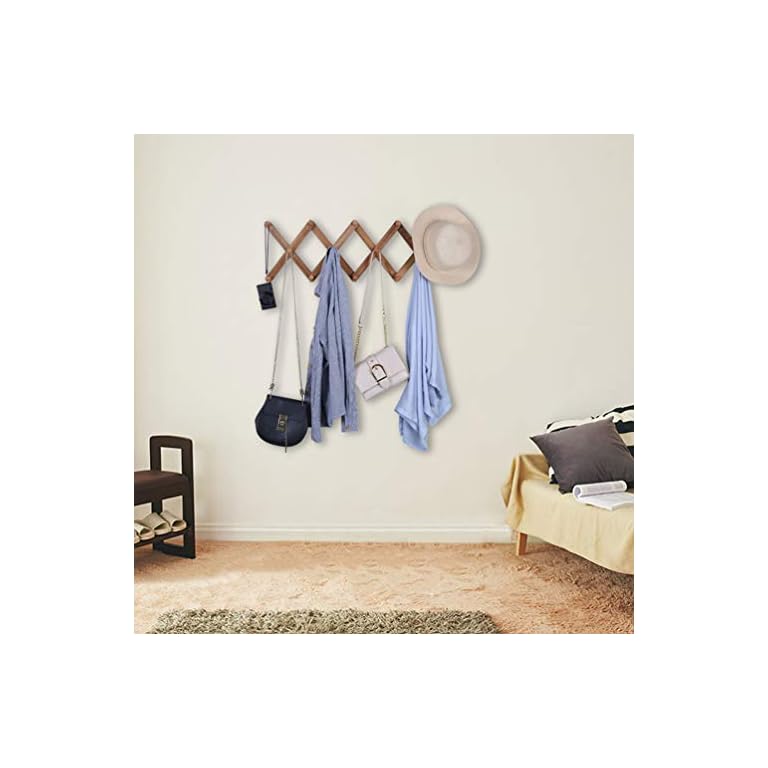 OROPY Wooden Expandable Coat Rack Wall Mounted MultiPurpose Closet