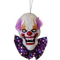Haunted Hill Farm 20-in. Hanging Talking Clown Head with Light Up Eyes | Touch-Activated with Voice Greetings | Battery-Operated | Animatronic Halloween Decorations | HHDHCLOWN-3LSA Haunted Hill Farm 20-in. Hanging Talking Clown Head with Light Up Eyes | Touch-Activated with Voice Greetings | Battery-Operated | Animatronic Halloween Decorations | HHDHCLOWN-3LSA