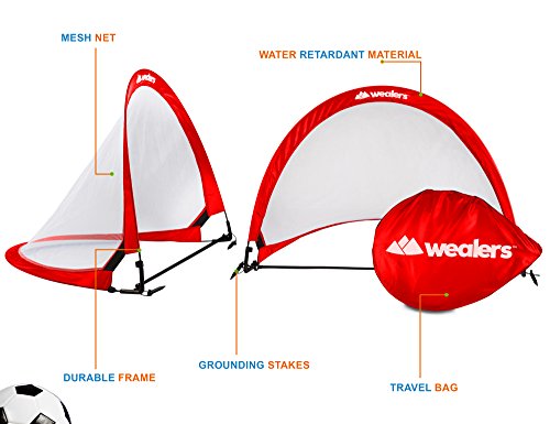 image for Collapsible Soccer Goal Set of 2 with Travel Bag - Ultra Portable 4 Fo