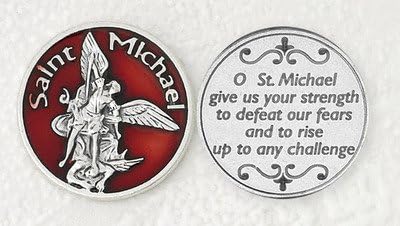 Deluxe Red Enamel St. Michael Pocket Coin Token