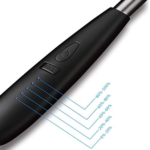 Candle Lighter Camping Lighter USB Lighter Plasma Arc Lighter with LED Battery, Long Nick Electric Lighter for Grill Cooking BBQ