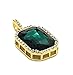 Mens 14k Gold Plated Green Ruby Octagon Hip Hop Pendant with 3mm 24