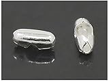 100 CleverDelights Ball Chain Clasps - Shiny Silver - For 1.5mm Ball Chains - Metal Bead Connector
