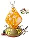 Grateful Gnome - Hummingbird Feeder - Hand Blown Glass - Orange Sugar Cube - 18 Fluid Ounces - Additional Accessories Include S-Hook, Ant Moat, Brush and Hemp Rope Included