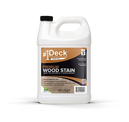 #1 Deck Premium Wood Stain for Decks, Fences, & Siding - 1 Gallon (Dark Walnut)