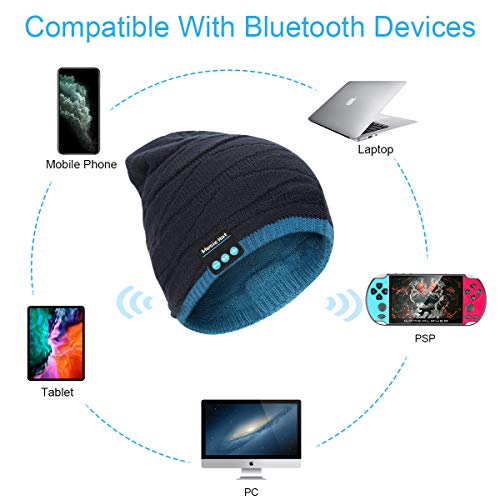 Gorro-Bluetooth-V50-Hombre-y-Mujer-Beanie-Musica-con-Calentador-de-Cuello-Gorro-de-Punto-Invierno-con-Auriculares-Inalambricos-Sombrero-de-Musica-Bluetooth-para-Correr-Esquiar-Regalar-Azul-y-Negro
