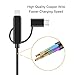 Alanda Multiple USB Charging Cable 2 Pack (5ft) 3 in 1 Multi Phone Charger Adapter with 8 Pin Lightning Cable Micro USB Cable Type-C Cable for iPhone iPad Android Phones and More